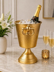 Seau à champagne sur pied en laiton Regent, refroidisseur à glace, avec doubles poignées, refroidisseur à vin artisanal pour un service de bar élégant - Product Image 3