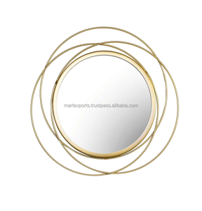 Miroir Mural Rond de Luxe pour la Maison, l'Hôtel, le Restaurant, Moderne, Doré, Couleur Personnalisée, Décoratif, Matériel Métallique de Haute Qualité, Mariage - Product Image 1