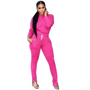 Conjunto Deportivo para Mujer, Color Verde Lima Neón, Sudadera Corta con Cuello Redondo, Pantalones Ajustados con Cierre en el Tobillo, 2 Piezas, Venta al Por Mayor - Product Image 5