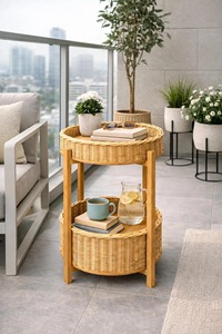 Estante de Almacenamiento de Ratán, Objeto Decorativo Ideal para Baño, Cocina, Dormitorio y Organización del Hogar con Estilo Natural Decorativo - Product Image 4