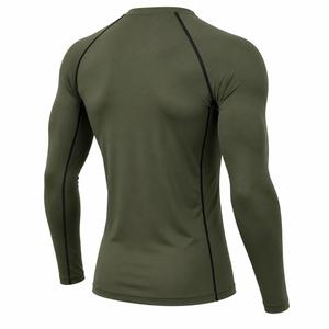 Men's Full Sleeve O-Neck Anti-UV Quick Dry Breathable Eco-Friendly Spandex Rash Guard Olive Green Seamless Fit <b>Athletic</b> Top - Product Image 4