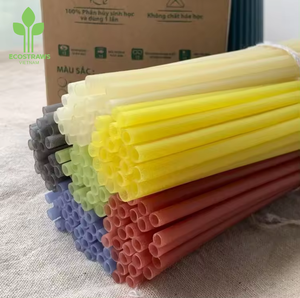 Pailles à boire de riz en bambou biodégradable écologique bon prix pailles jetables de l'usine du Vietnam emballage en carton boîte - Product Image 1