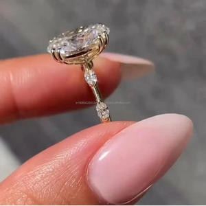 ชุดง่ามมอยส์ซอไนต์ทรงรี3กะรัตแหวนแต่งงานคู่กรงเล็บเงินสเตอร์ลิงสำหรับเป็นของขวัญวันครบรอบแต่งงาน - Product Image 3