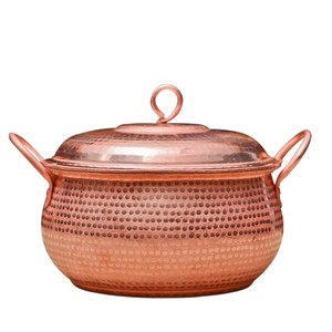 Handcrafted Hammered Pure Copper Casserole <b>Pot</b> with Lid Traditional for <b>Cooking</b> Biryani & Serving Hotel & Restaurant Dinnerware - Product Image 1