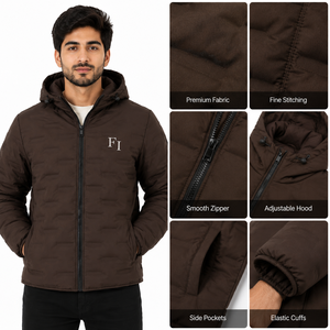 Men's Hooded Padded <b>Jacket</b> Winter Quilted Outerwear Full Zip Warm Insulated Puffer Casual Men's <b>Jackets</b> for Wholesale Bulk USA - Product Image 5