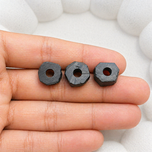 12mm Black Onyx Raw Rough Gemstone <b>Bead</b> <b>Large</b> Hole 4mm Drilled Natural Stone Nugget DIY Jewelry Making Craft Wholesale Supply - Product Image 4