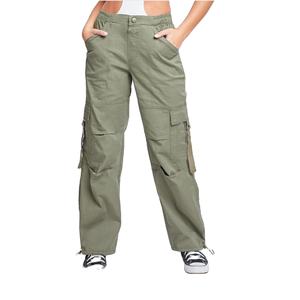 OEM Women's Wide Leg Cargo <b>Pants</b> Custom Branding Woven Fabric Fashion Bottoms for Online Retailers - Product Image 6