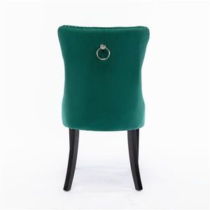 Collezione Moderna di Alta Gamma: Set di 2 Sedie da Pranzo Contemporanee in Velluto con Gambe in Legno Massello e Finitura con Borchie - Product Image 6