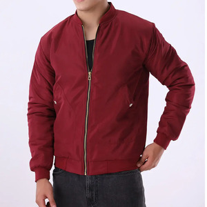 Blouson Bomber Homme Bordeaux Respirant avec Logo Frontal, Fermeture Éclair Décontractée, Col Montant, Coupe Droite, en Polyester, Vêtement d'Extérieur pour l'Automne - Product Image 5