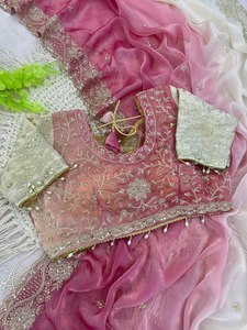 Premium Reglance for <b>Satin</b> Padding Saree 3mm Sequin Embroidery Heavy Border All Butti Fully Stitched Jhal Work <b>Blouse</b> - Product Image 2