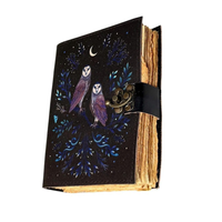 Journal artisanal vintage en cuir véritable avec motif hibou, idéal pour la lecture religieuse, le Wicca et la sorcellerie
