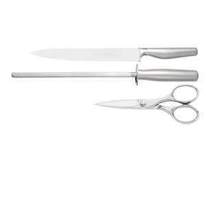 8 Piece Stainless Steel <b>Kitchen</b> Knives Set with Wooden Storage Block Metal Handles <b>Kitchen</b> <b>Scissors</b> and Sharpening Steel - Product Image 6