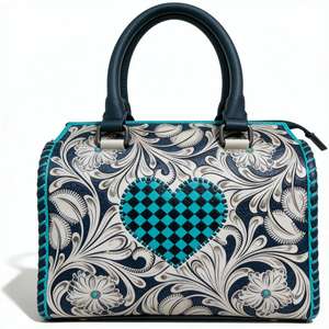 Sac de voyage messager rapide en cuir véritable 100% véritable, motif cœur et carreaux sculpté, résistant à l'eau, design tendance - Product Image 4