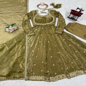 VASTRA COTTAGE Conjunto de Vestido de Seda de Diseñador con Lentejuelas y Micro Pantalón, Diseño Delantero y Trasero, Elegante Traje de Gala - Product Image 5