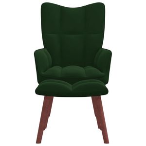 Fauteuil relaxant vert foncé avec tabouret pour salon - Product Image 3