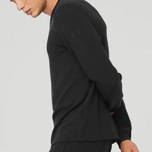 Camiseta de Manga Larga para Hombre, Cuello Redondo, Corte Regular, Color Sólido, Informal, de Algodón Tejido Transpirable - Product Image 2
