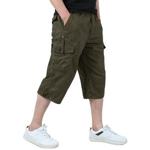 Pantalones Cortos Cargo Verde Oliva para Hombre, Cintura Elástica, Múltiples Bolsillos, Casuales, de Lona, Transpirables, de Secado Rápido, Corte Medio, 220g - Product Image 6