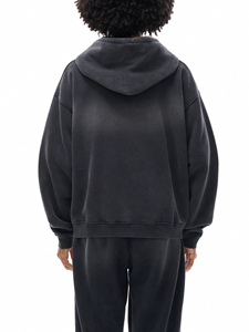 Custom Oversized Full <b>Zip</b> Hoodie 100% Cotton Eco-Friendly 360g Heavyweight Fleece Drop Shoulder Loose Fit OEM Private Label - Product Image 6