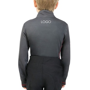Vente en gros du fabricant de vêtements de compression à demi-fermeture éclair pour enfants couche de base à manches longues avec tissu extensible respirant pour l'équitation - Product Image 2