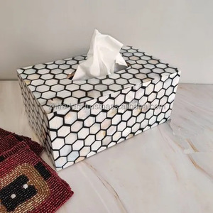 Exquisite Handcrafted <b>Mother</b> of Pearl Tissue Holder Inlay Design Decorative Napkin Dispenser with Personalized Logo Living Room - Product Image 3