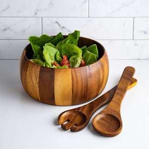Tazón de servir de madera ecológico, redondo, para ensaladas, aperitivos, palomitas, frutas y otros alimentos, al mejor precio asequible. - Product Image 5