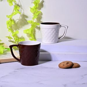 Set of 2 Brown & White Artisan <b>Ceramic</b> Tea <b>Cups</b> - Product Image 4