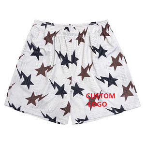 Shorts en maille marron à motif étoile pour homme, personnalisables avec logo, respirants, taille élastique, décontractés, pour le sport - Product Image 6
