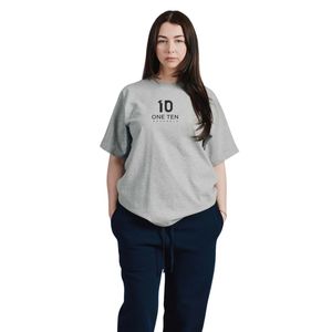Camiseta de Mujer de Corte Holgado, Color Gris Jaspeado, Algodón Suave, Cuello Redondo Informal, Manga Corta, Lisa, Cómoda para Uso Diario - Product Image 1