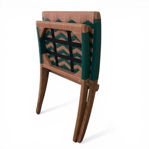 Fauteuil de salon moderne de style mid-century avec sangles tissées à la main, en teck massif, pliable, design, pour salon et terrasse - Product Image 6