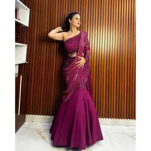 Beautiful Ready-to-Wear Party Jumpsuit Lehenga <b>Saree</b> for Elegant Look - Product Image 2