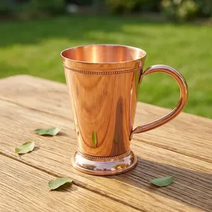 Mug en cuivre pur, tasse à eau ayurvédique, vaisselle en cuivre martelé, verre en cuivre traditionnel pour la maison, la cuisine, le bureau - Product Image 2