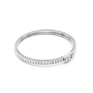 Pulsera de tenis unisex de moda con diamantes de laboratorio de 3 mm tipo baguette, chapada en oro amarillo de 10k, certificada por IGI. - Product Image 5