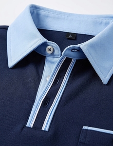 Custom <b>Men</b> <b>Long</b> <b>Sleeve</b> <b>Polo</b> <b>Shirt</b> Wholesale Dark Navy Blue Contrast Collar Casual Lapel Golf <b>Shirt</b> OEM Manufacturer - Product Image 3
