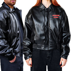 Men's custom embroidery leather varsity jacket chenille logo <b>button</b> and zip up PU varsity jacket street wear design - Product Image 3