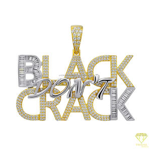Collar con Colgante Personalizado 'Black Dont Crack', Cadena Hip Hop con Diamantes Cultivados en Laboratorio, Joyería Brillante para Regalo - Product Image 5