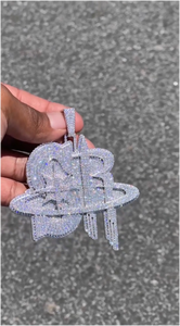 Colgante Personalizado de Hip Hop para Hombre con Diamantes de Laboratorio y Moissanita, Plata de Ley 925, Letra Inicial o Nombre - Product Image 2