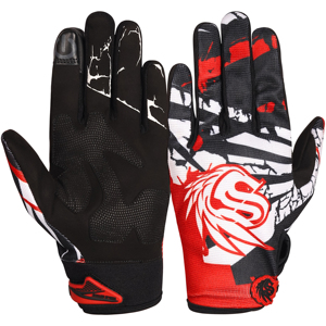 Full Finger Motocross Racing Gloves Silicone Printing PU Coating Non Slip Breathable <b>Strap</b> Wrist Closure Outdoor Activities - Product Image 1