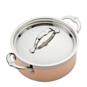 Casserole de luxe en or rose, chauffe-plats haut de gamme, pot de service en acier inoxydable bicolore avec couvercle argenté poli miroir - Product Image 1