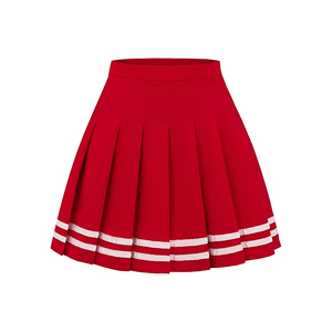 Falda de Golf Roja Plisada para Mujer, Cintura Elástica, Color Sólido, Estilo Deportivo, Tejido de Tela, Falda Corta - Product Image 1