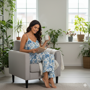 Conjunto de Pijama de Algodón Estampado para Mujer |   Conjunto de Ropa de Salón con Estampado Floral para Mujer |   Ropa de Dormir Transpirable para Verano al por Mayor - Product Image 1