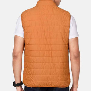 Veste matelassée à capuche orange pour homme, fermeture éclair, col montant, doublure en polaire, matière polyester/nylon, vêtement décontracté d'hiver - Product Image 2