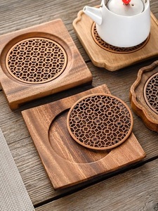 Royal Lattice Wooden Laser Cut Coaster Solid Wood Heat Resistant Cup Mat Decorative <b>Table</b> <b>Protector</b> Premium Decor - Product Image 4