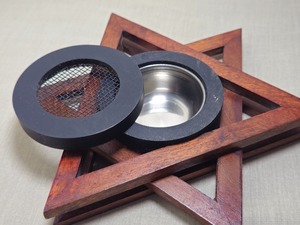 Hand-Made <b>Wooden</b> <b>Star</b> Incense Burner With Metal Insert Religious Use All-Season Redwood Holder - Product Image 3