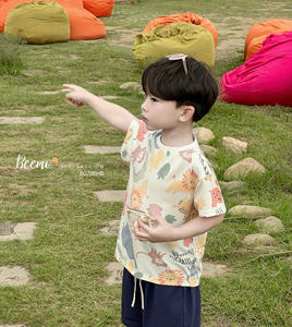 Vêtements d'été décontractés pour enfants de haute qualité, t-shirt à manches courtes à imprimé animal uni, ensemble de vêtements pour garçons, boutique de mode - Product Image 1