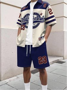 Ensemble court 2 pièces pour homme : chemise boutonnée à manches courtes et short à motif ange - Product Image 3