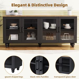 Mobile TV TREND B Farmhouse elegante con ante in vetro temperato per TV fino a 70 pollici, credenza versatile con ripiani regolabili, mobili da soggiorno - Product Image 6