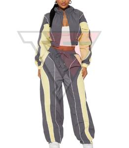 Ensemble de survêtement léger coupe-vent à fermeture éclair pour femme, prix bas, vente en gros, survêtement en nylon imperméable personnalisé - Product Image 1