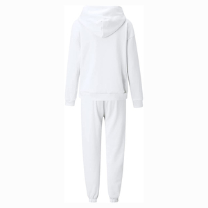 100% Cotton Plus Size Two Piece Tracksuits For <b>Women</b> White Color Breathable Quick Dry Outerwear Casual Hoodie <b>Trouser</b> Sets - Product Image 2