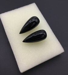 54,10 carats d'obsidienne noire naturelle, lot de 1 paire, gouttes simples percées sur le côté, naturelles, pour la fabrication de bijoux fins, pierres précieuses - Product Image 3
