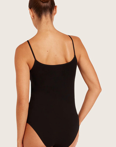 Body de una Pieza Negro de Alta Elasticidad y Secado Rápido para Mujer, Tirantes Finos, Color Sólido, Ropa de Primavera/Verano, MOQ Bajo - Product Image 4